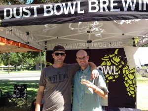 Nathan Pierce and Scott Chaffee, Sales Manager from Dust Bowl Brewing Company (left), at Smoke on the River, Sacramento, California, September 6, 2014.