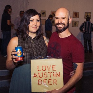 Jessica Brook Deahl, an accomplished and self-proclaimed "Beer Artist" at her opening show with head brewer Chris Hamje of Black Star Co-op.